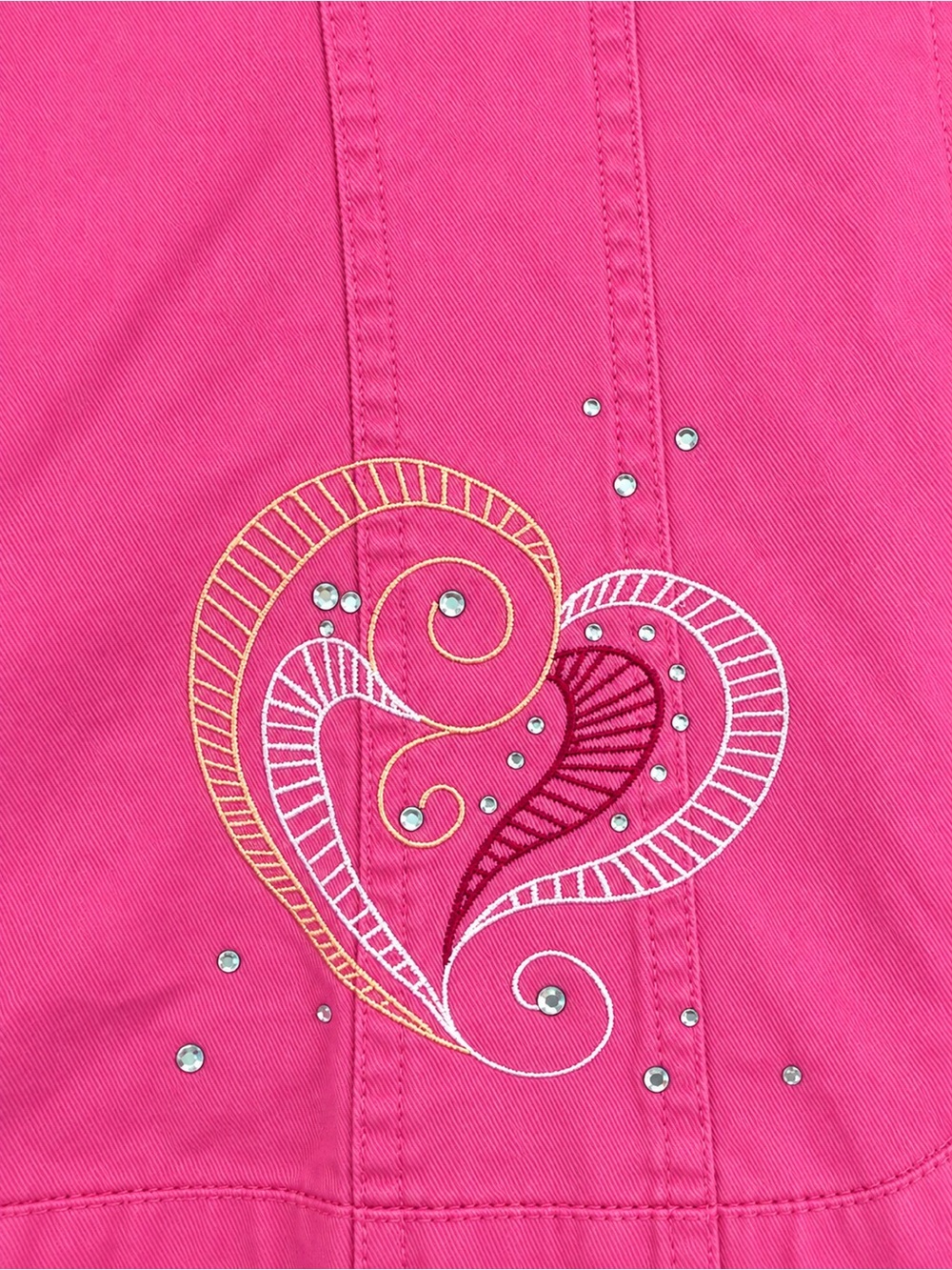 Embroidered Fuchsia Button-Front Jean Jacket - Picture 4 of 7